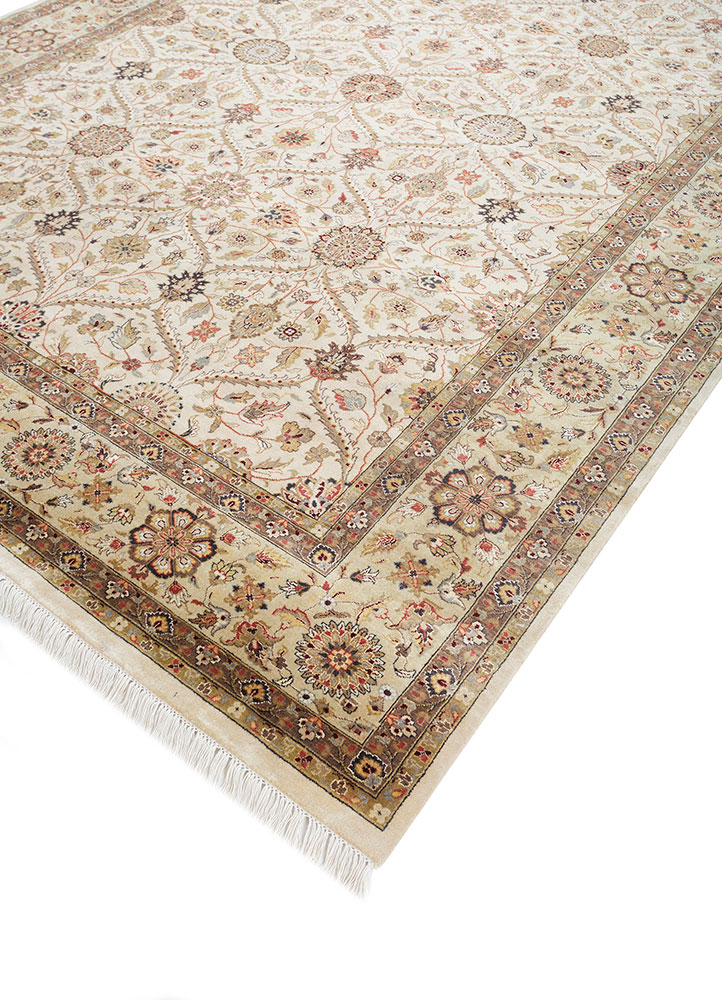 aurora gold wool and viscose hand knotted Rug - FloorShot