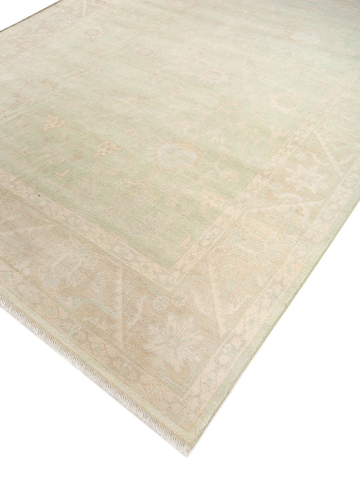 cyanna green wool and viscose hand knotted Rug - FloorShot