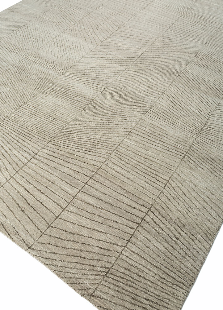 hidden by kavi ivory wool and silk hand knotted Rug - FloorShot