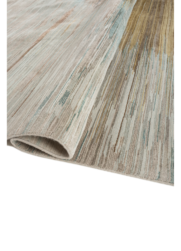 hidden by kavi beige and brown wool and silk hand knotted Rug - FloorShot