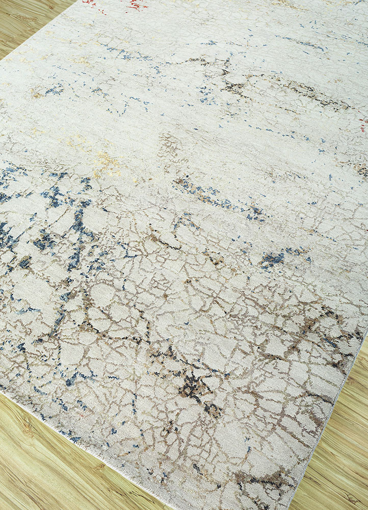 hidden by kavi ivory wool and silk hand knotted Rug - FloorShot