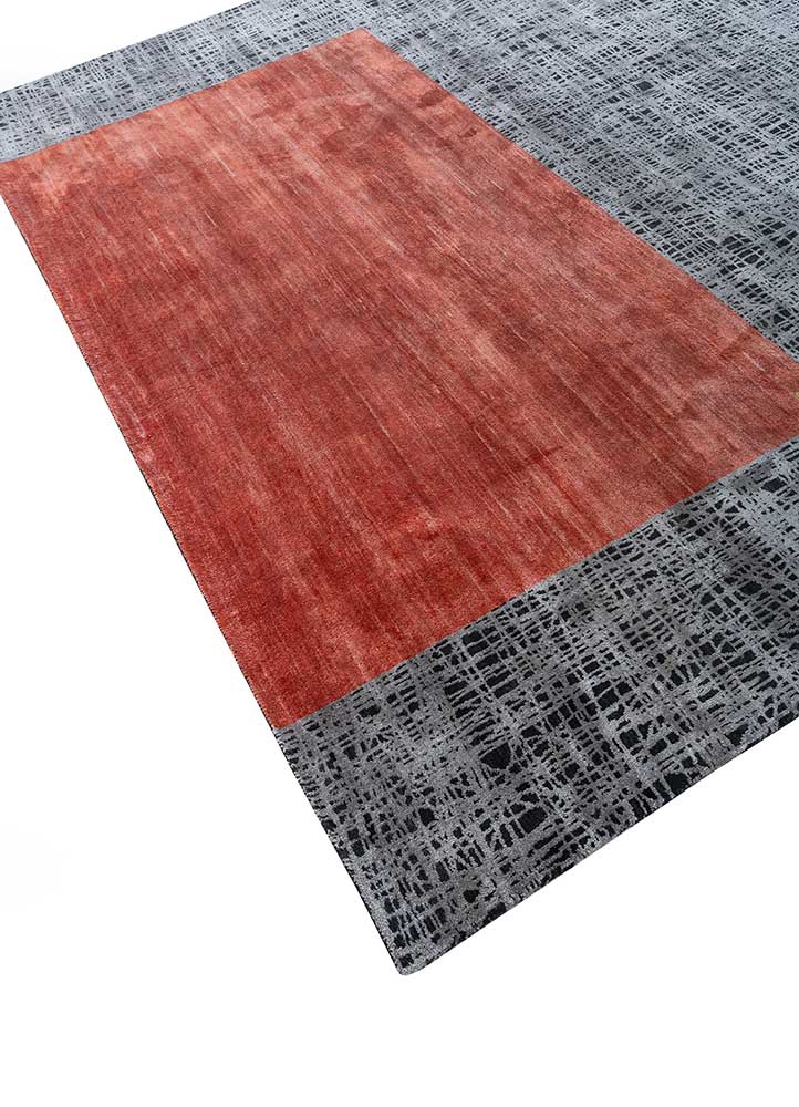free verse by kavi blue wool and silk hand knotted Rug - FloorShot
