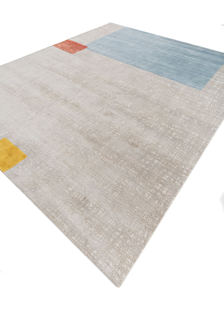 aakar by kavi ivory wool and silk hand knotted Rug - FloorShot