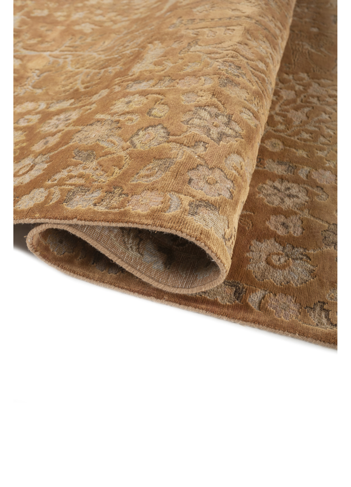 far east red and orange wool and silk hand knotted Rug - FloorShot