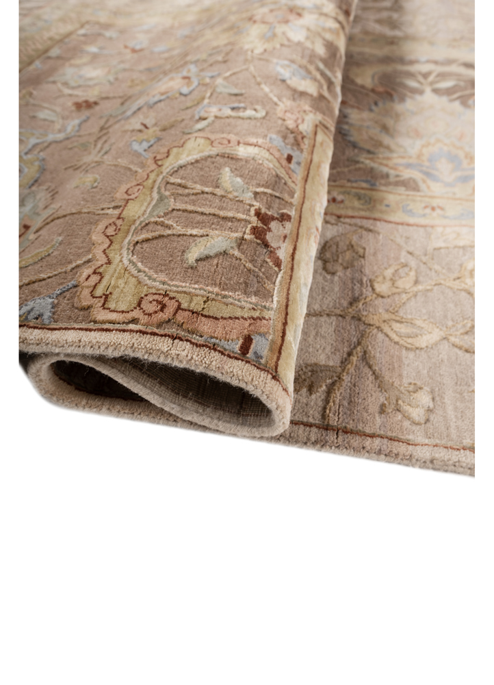 far east red and orange wool and silk hand knotted Rug - FloorShot