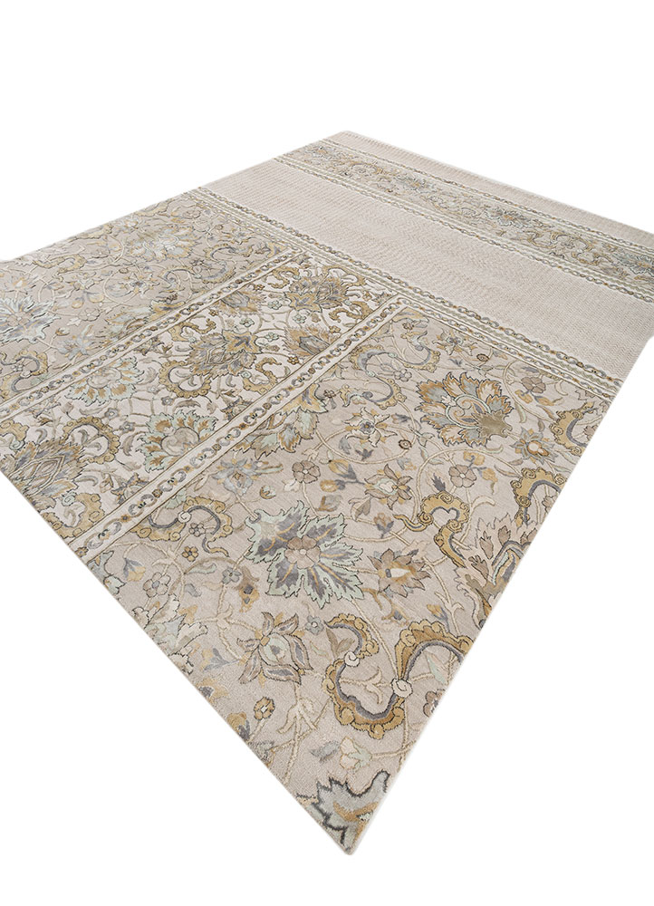 far east grey and black wool and silk hand knotted Rug - FloorShot