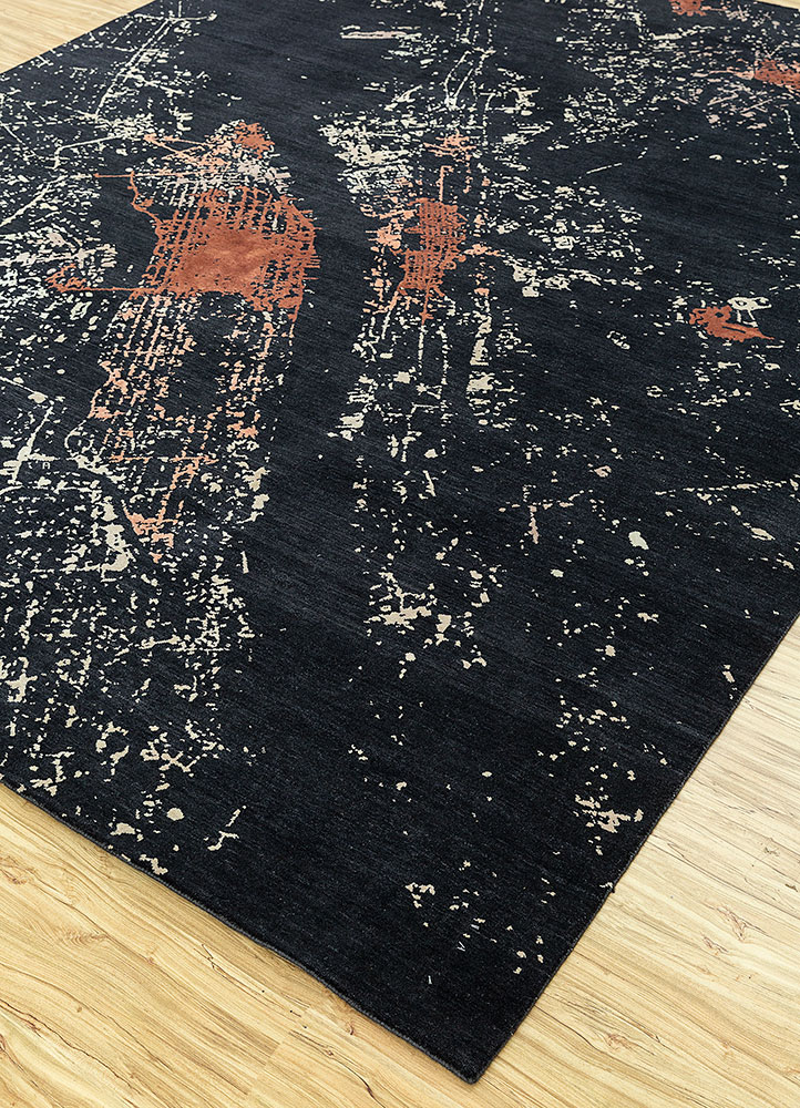 uvenuti blue wool and silk hand knotted Rug - FloorShot