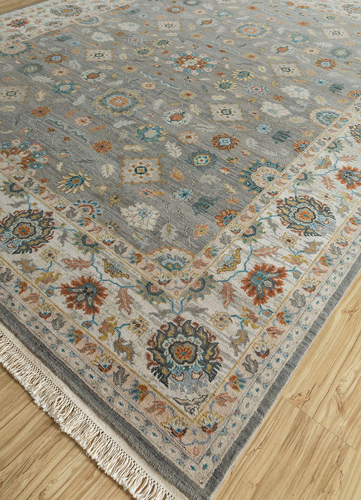 gulnar grey and black wool hand knotted Rug - FloorShot
