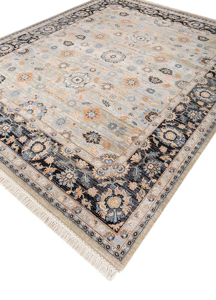 gulnar beige and brown wool hand knotted Rug - FloorShot