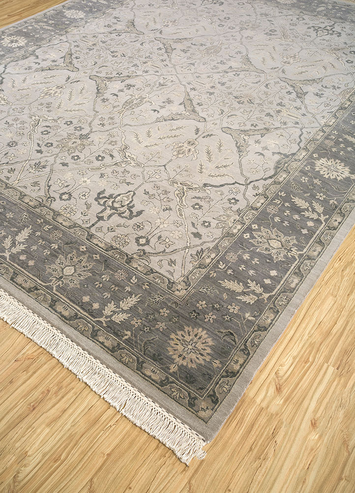 gulnar grey and black wool hand knotted Rug - FloorShot