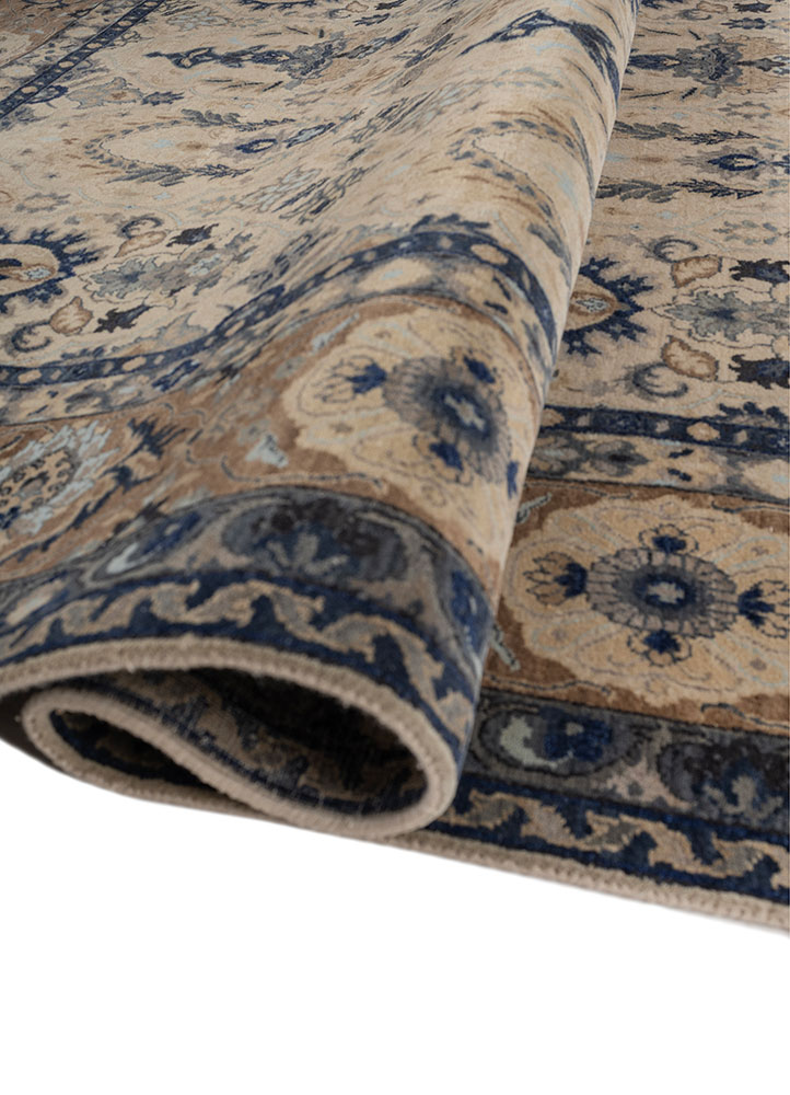 gulnar ivory wool hand knotted Rug - FloorShot