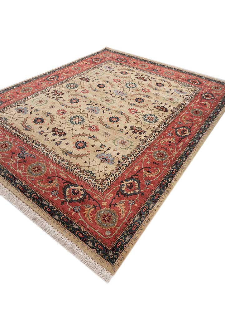 gulnar gold wool hand knotted Rug - FloorShot
