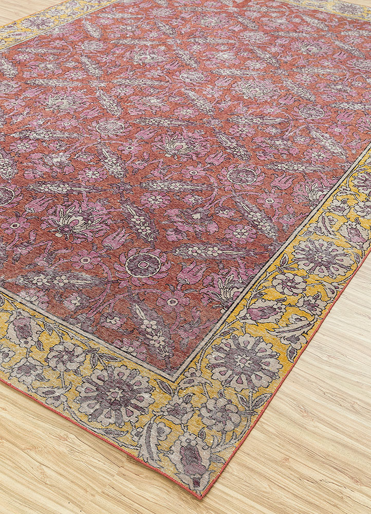 erbe red and orange wool hand knotted Rug - FloorShot