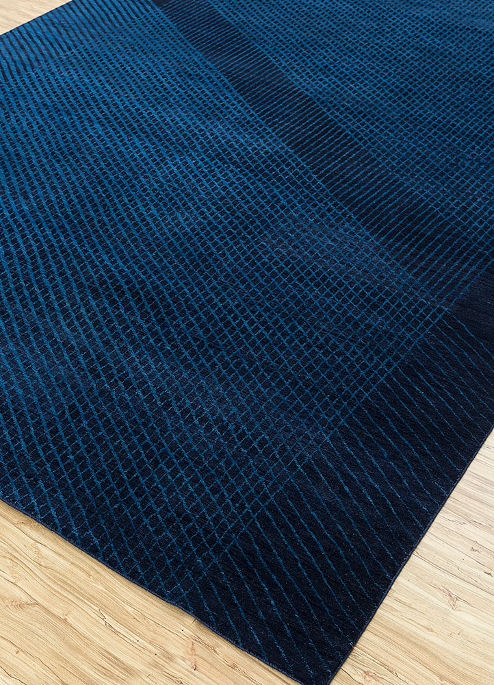 blythe blue wool hand knotted Rug - FloorShot