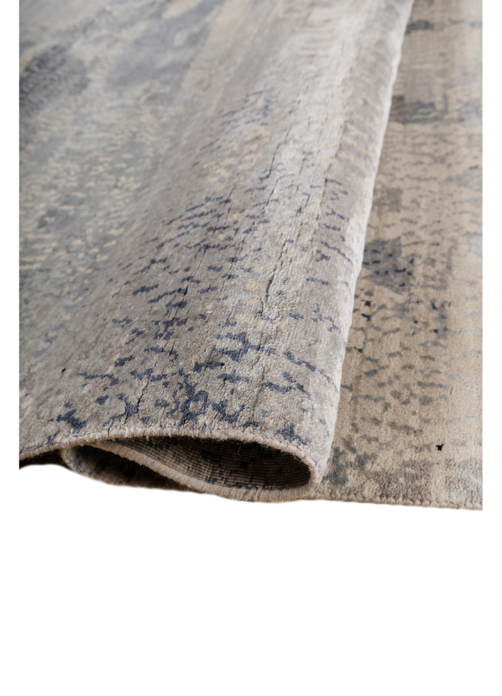 unstring by kavi grey and black wool and bamboo silk hand knotted Rug - FloorShot