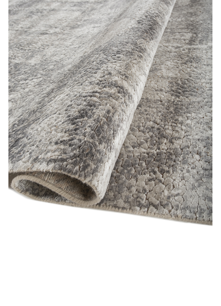pansy ivory wool and bamboo silk hand knotted Rug - FloorShot
