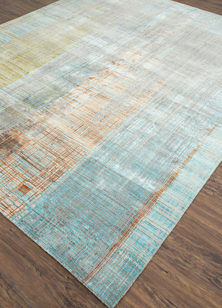 unstring by kavi grey and black wool and bamboo silk hand knotted Rug - FloorShot