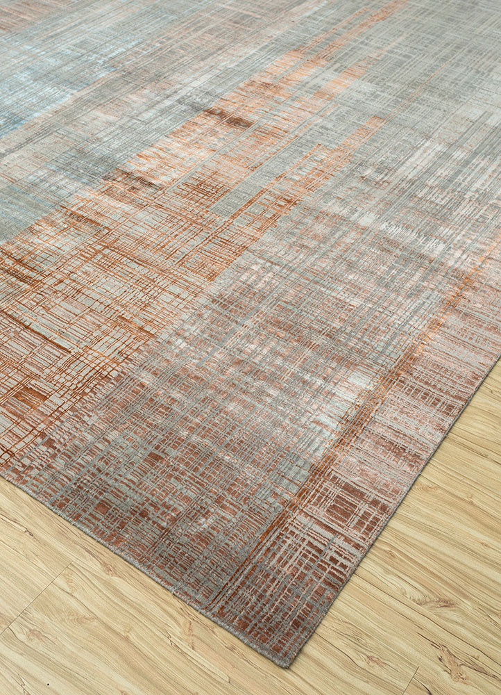 unstring by kavi grey and black wool and bamboo silk hand knotted Rug - FloorShot