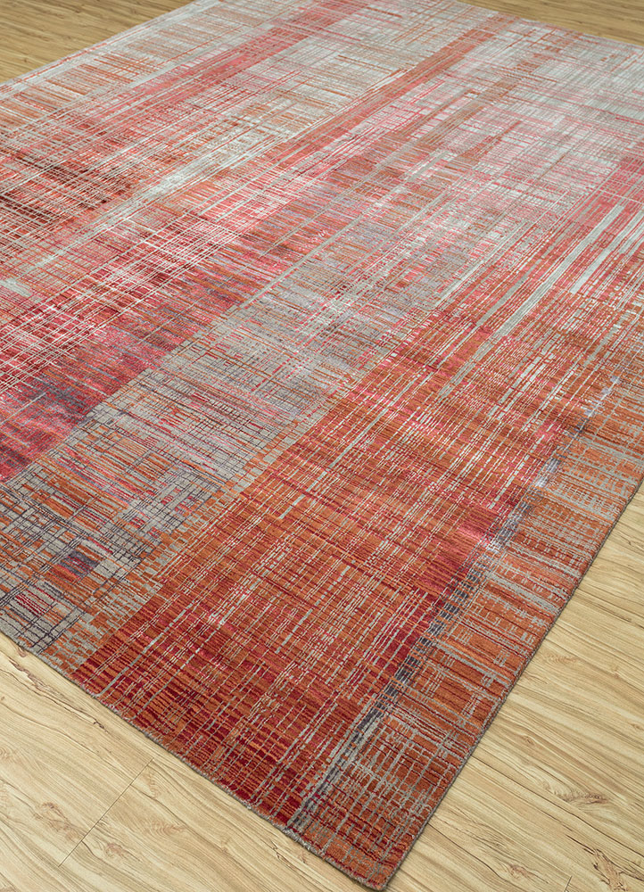 unstring by kavi grey and black wool and bamboo silk hand knotted Rug - FloorShot