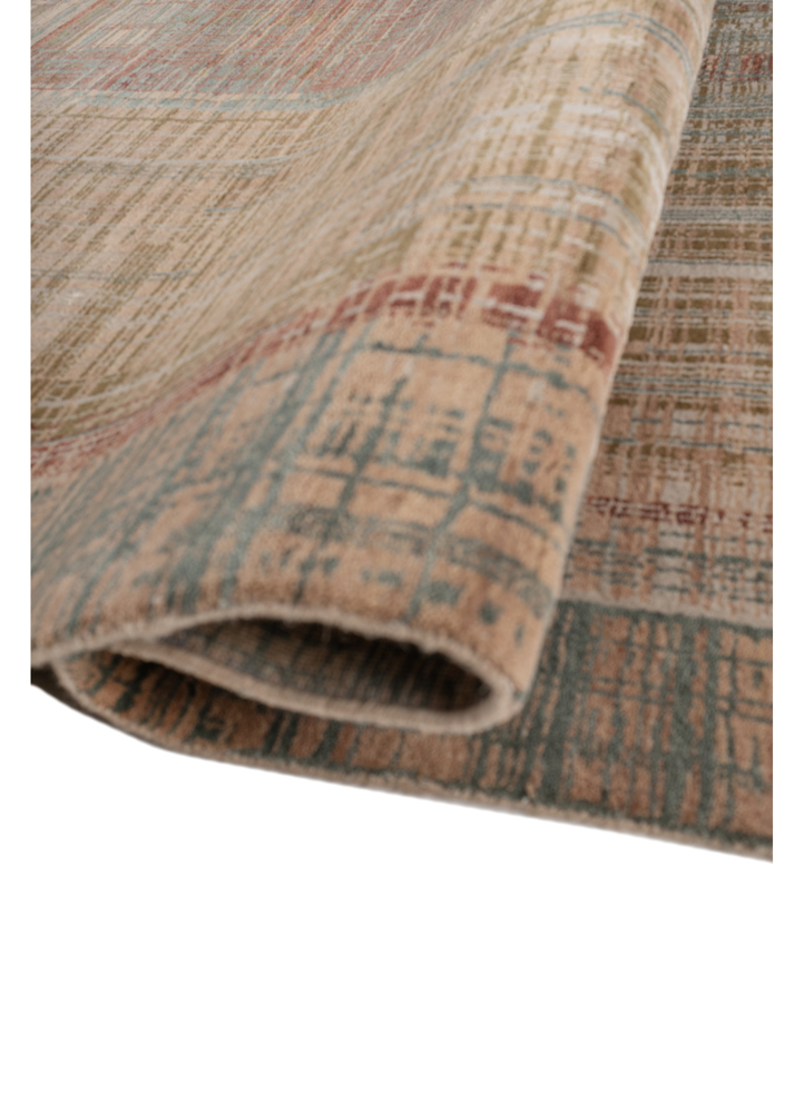 unstring by kavi red and orange wool and bamboo silk hand knotted Rug - FloorShot