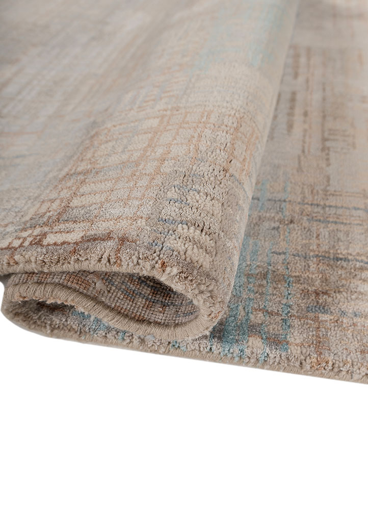 unstring by kavi ivory wool and bamboo silk hand knotted Rug - FloorShot