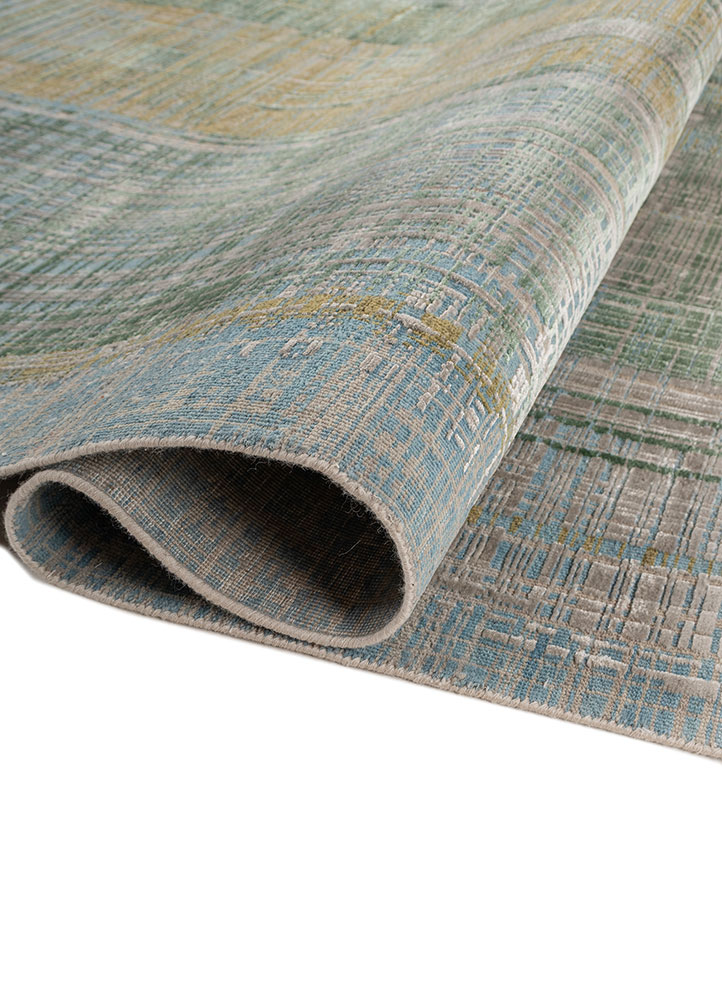 unstring by kavi grey and black wool and bamboo silk hand knotted Rug - FloorShot