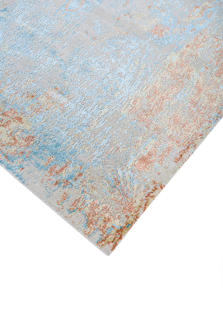 unstring by kavi beige and brown wool and bamboo silk hand knotted Rug - FloorShot