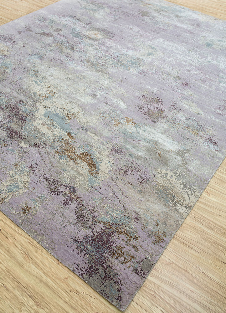 unstring by kavi red and orange wool and bamboo silk hand knotted Rug - FloorShot