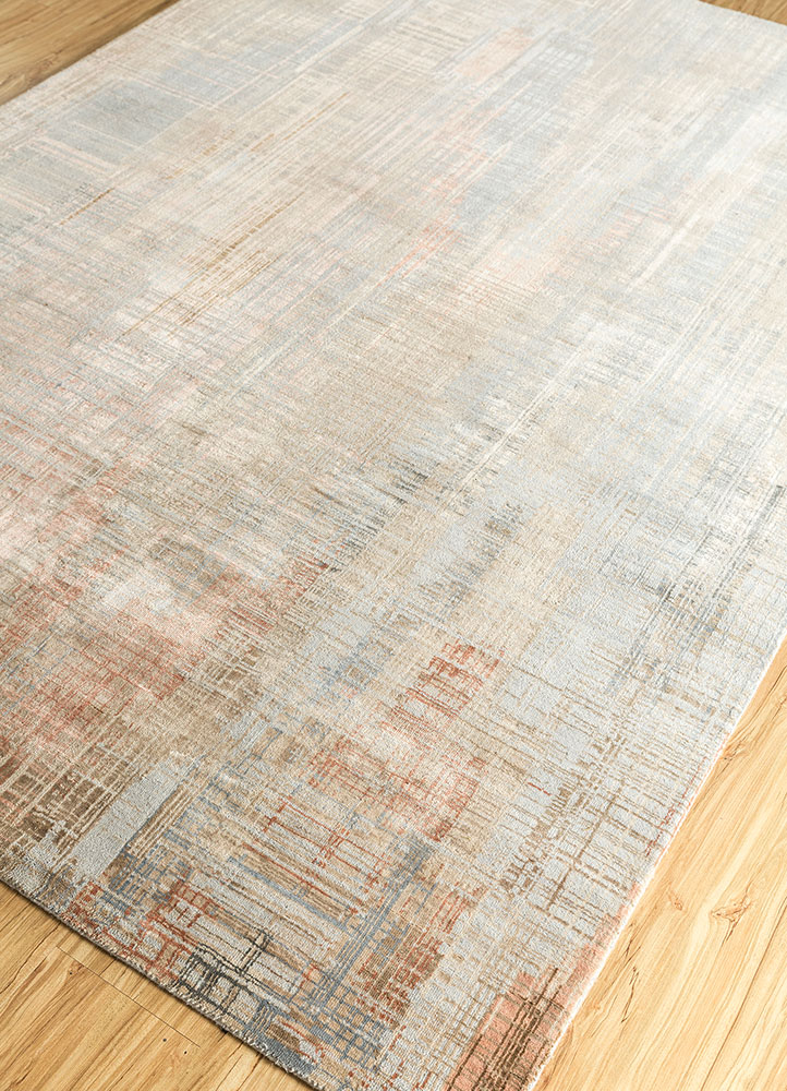 unstring by kavi beige and brown wool and bamboo silk hand knotted Rug - FloorShot