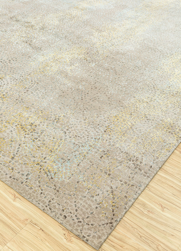hidden by kavi ivory wool and bamboo silk hand knotted Rug - FloorShot