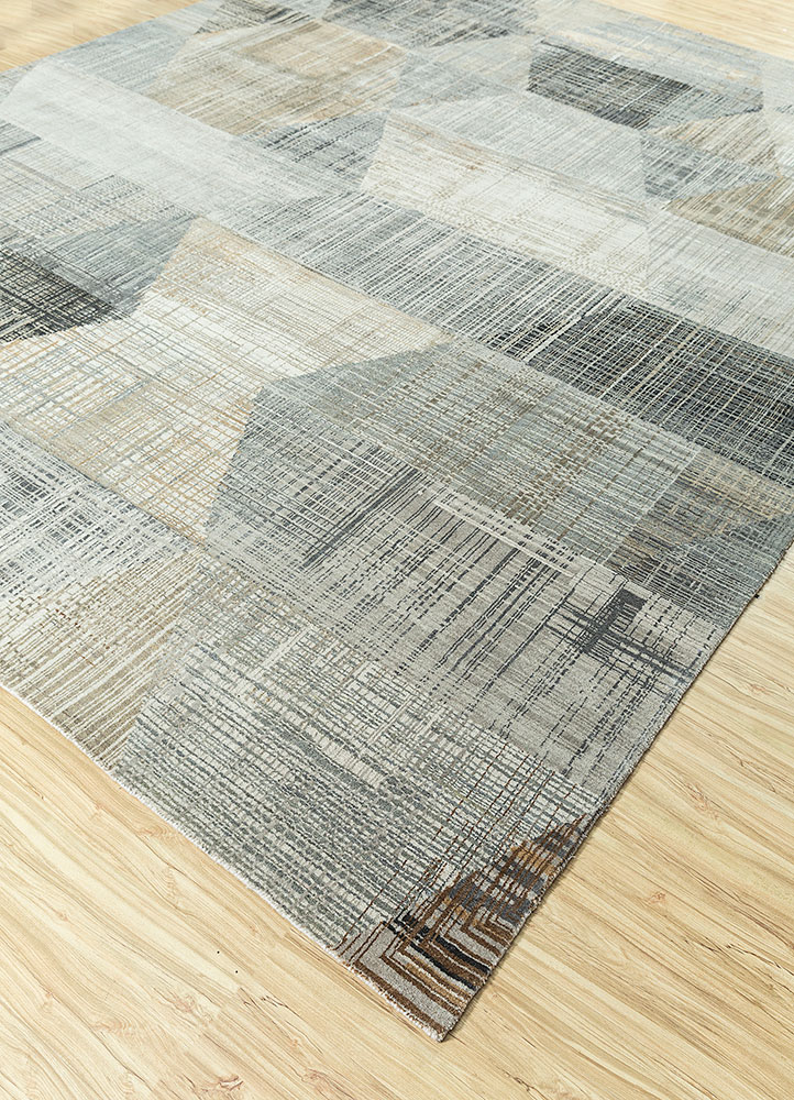 unstring by kavi ivory wool and bamboo silk hand knotted Rug - FloorShot
