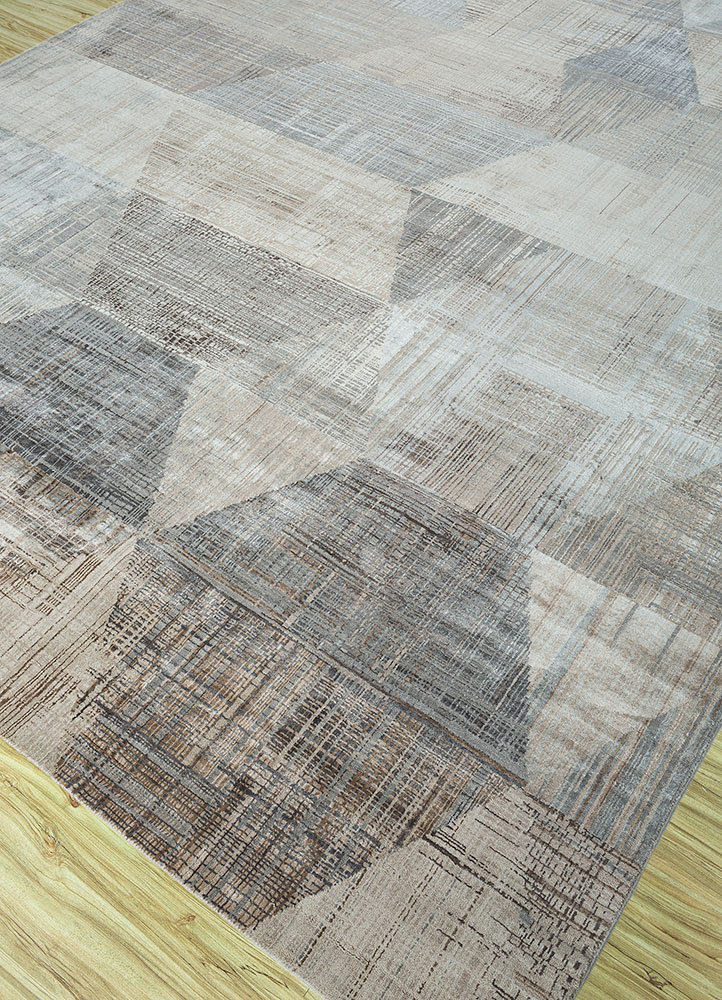 unstring by kavi grey and black wool and bamboo silk hand knotted Rug - FloorShot
