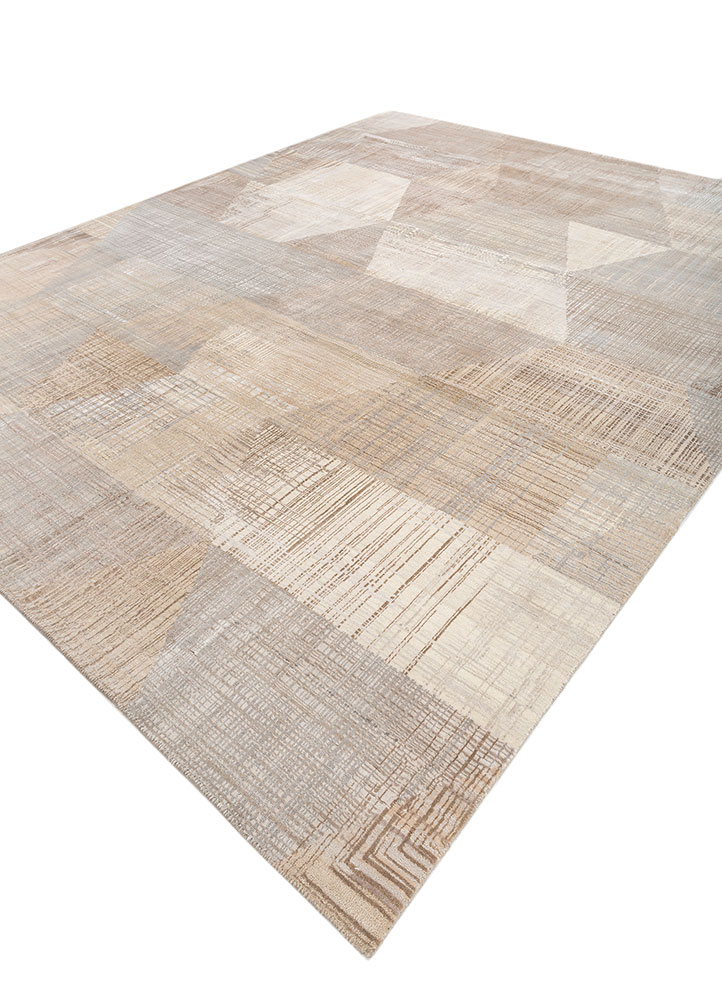 unstring by kavi grey and black wool and bamboo silk hand knotted Rug - FloorShot