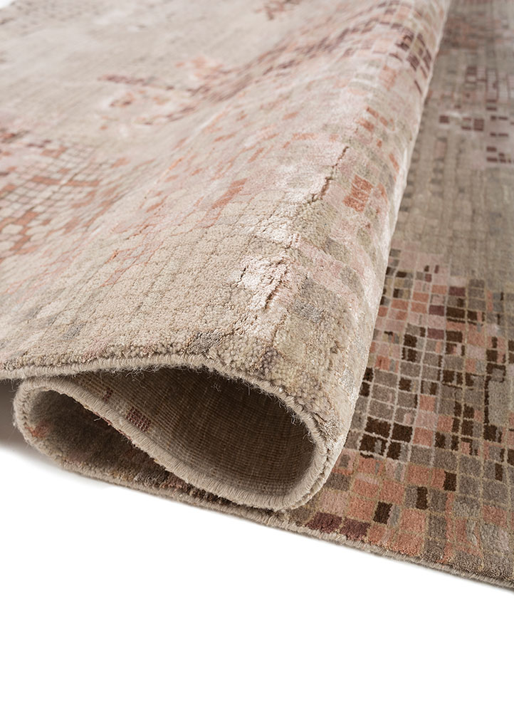 hidden by kavi ivory wool and bamboo silk hand knotted Rug - FloorShot