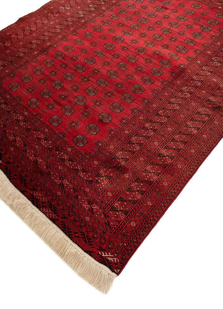 kiaan red and orange wool hand knotted Rug - FloorShot