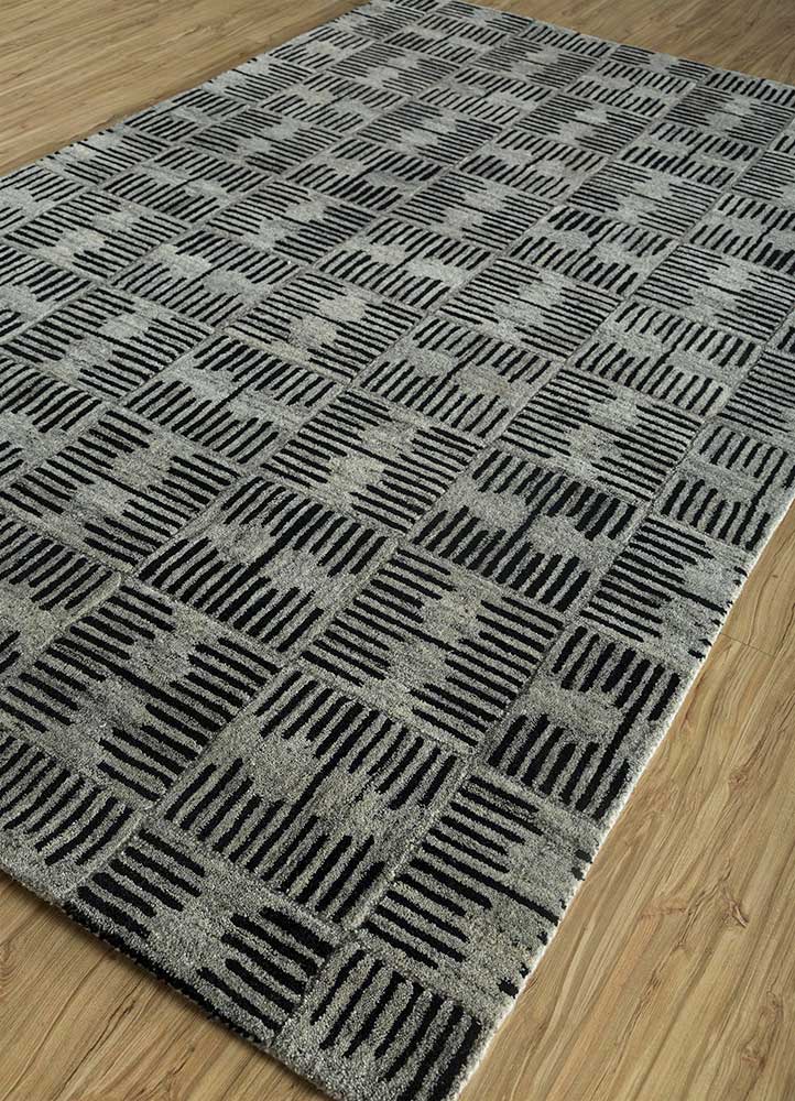 pathways grey and black wool hand tufted Rug - FloorShot