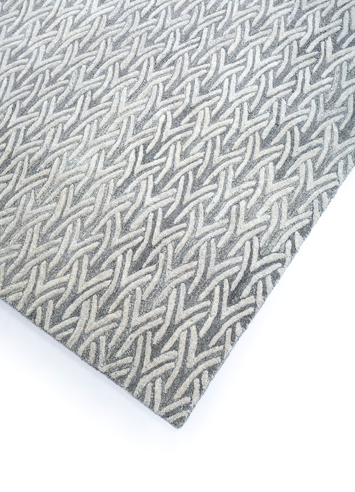 pathways grey and black wool hand tufted Rug - FloorShot