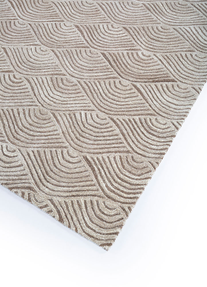 pathways beige and brown wool hand tufted Rug - FloorShot