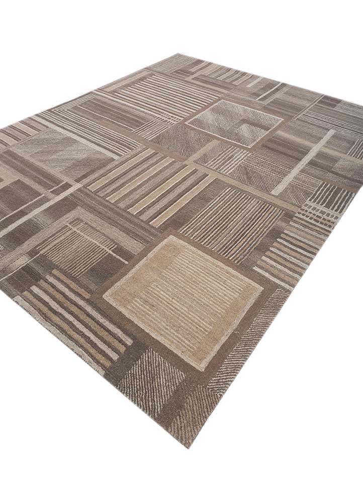 pathways beige and brown wool hand tufted Rug - FloorShot