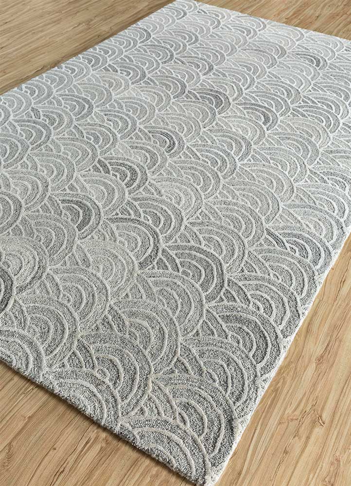 pathways grey and black wool and viscose hand tufted Rug - FloorShot