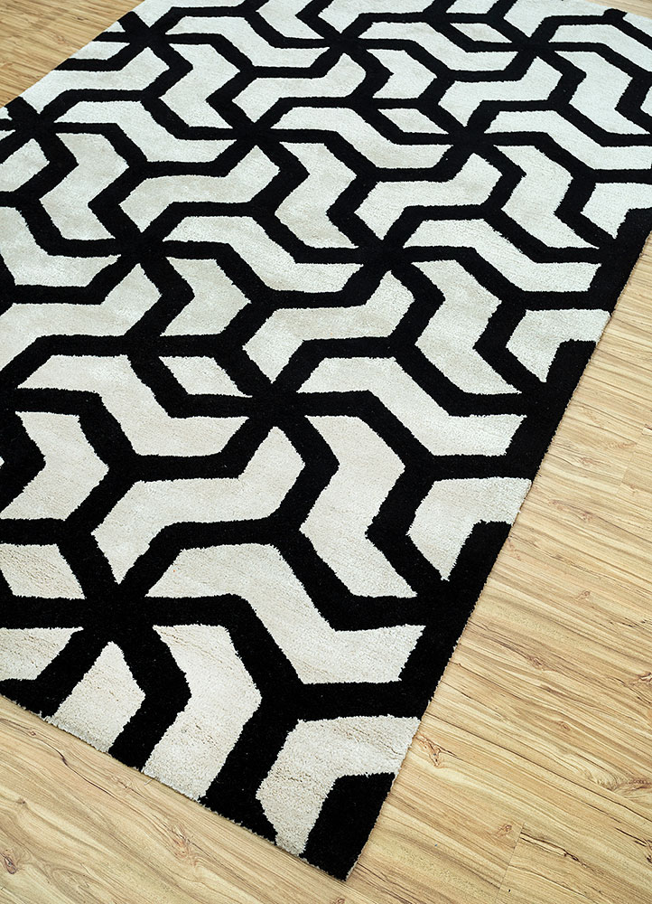 contour grey and black wool and viscose hand tufted Rug - FloorShot