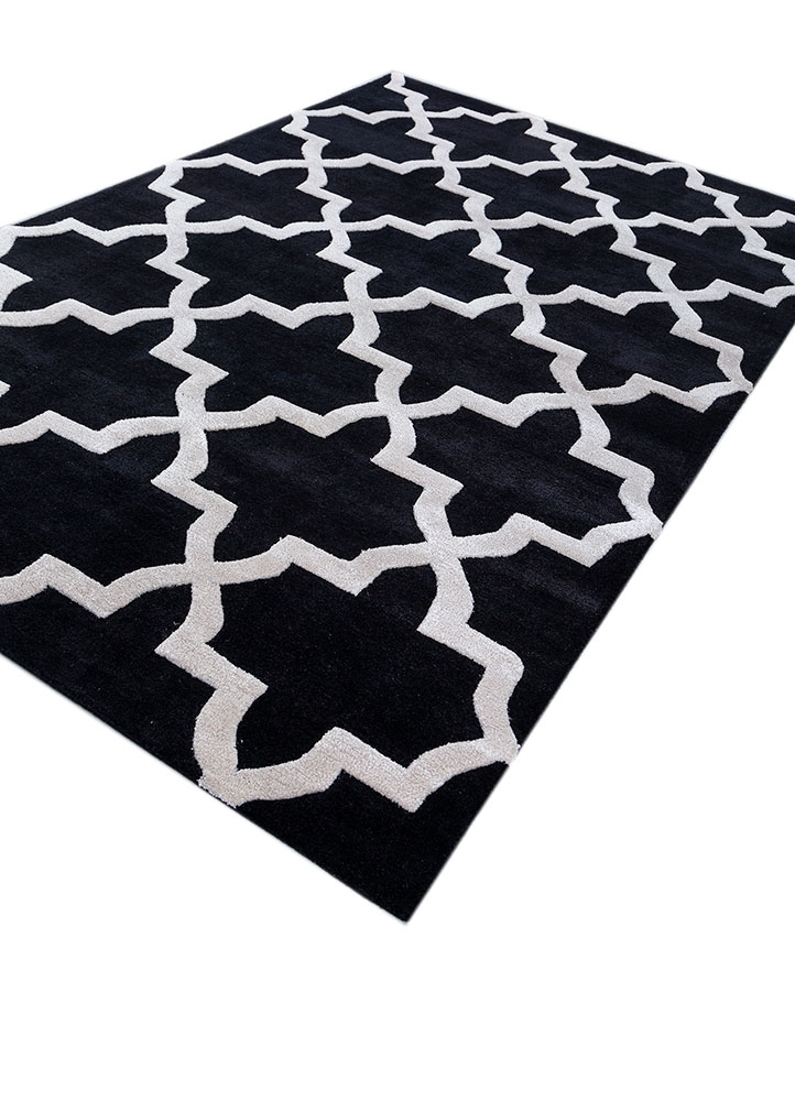 contour grey and black wool and viscose hand tufted Rug - FloorShot