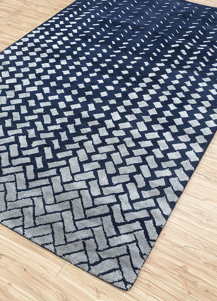 contour grey and black wool and viscose hand tufted Rug - FloorShot