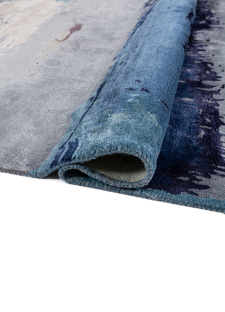 genesis blue wool and viscose hand tufted Rug - FloorShot