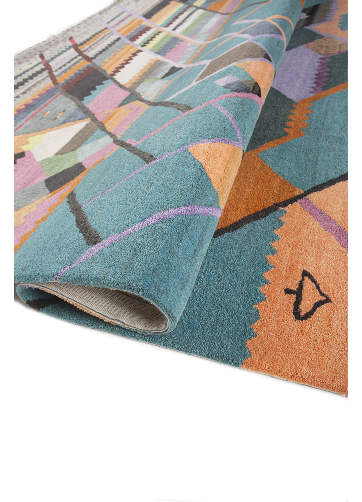 weaver art reserve blue wool hand tufted Rug - FloorShot