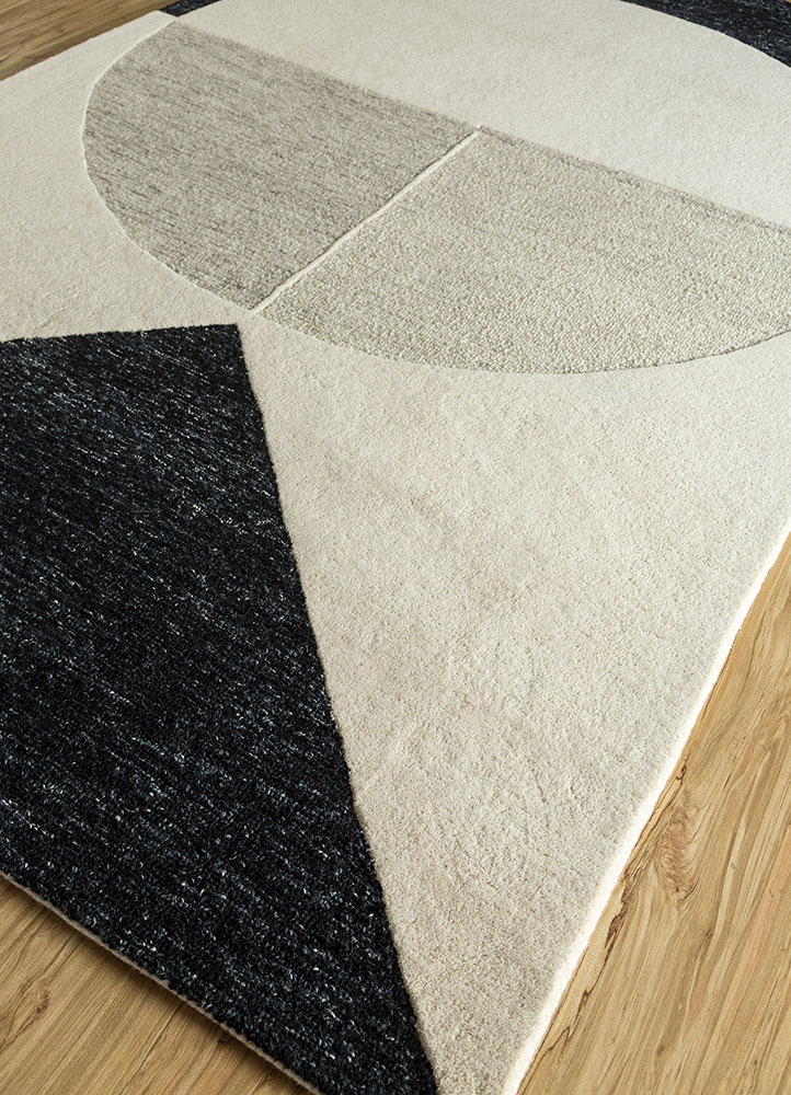 contour grey and black wool hand tufted Rug - FloorShot