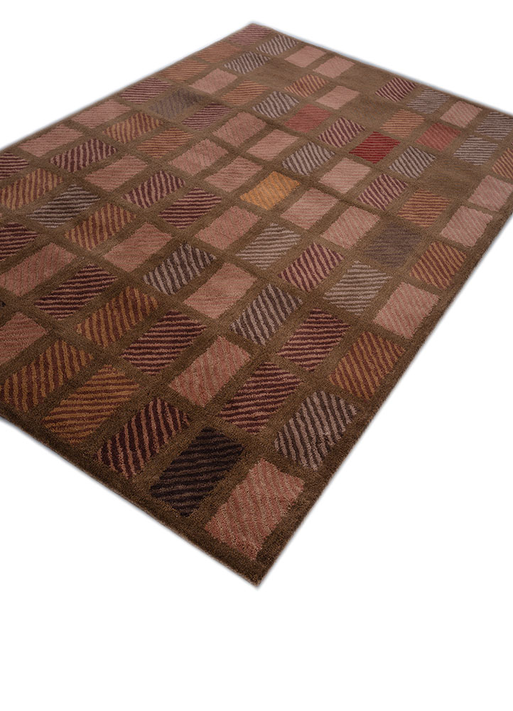 linear red and orange wool hand tufted Rug - FloorShot