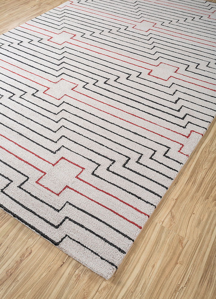 contour ivory wool and viscose hand tufted Rug - FloorShot