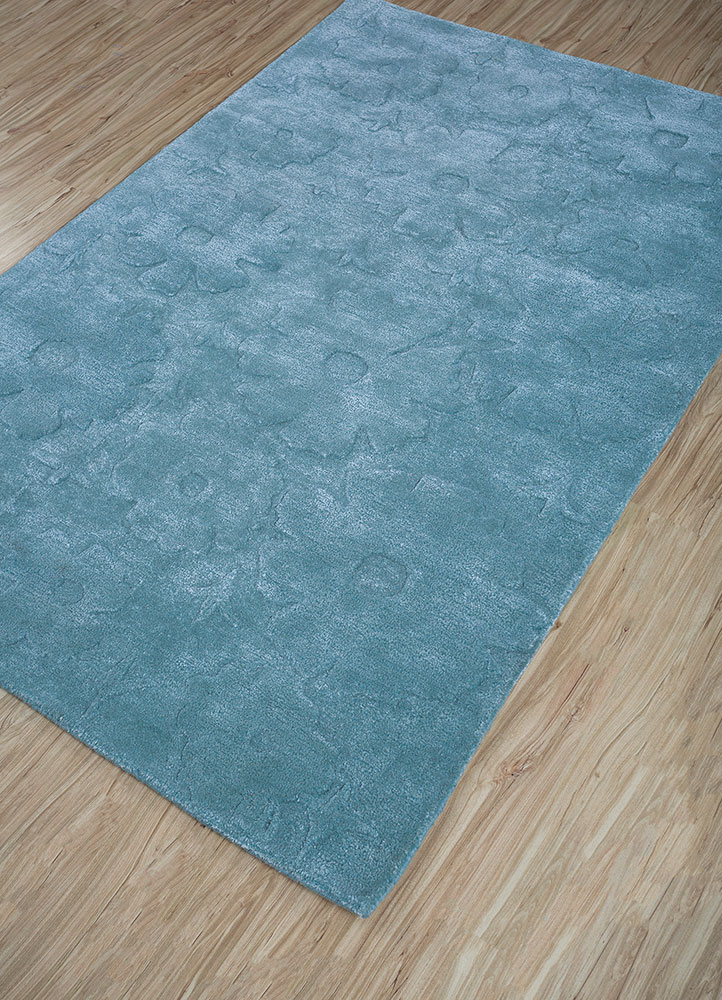 hacienda blue wool and viscose hand tufted Rug - FloorShot