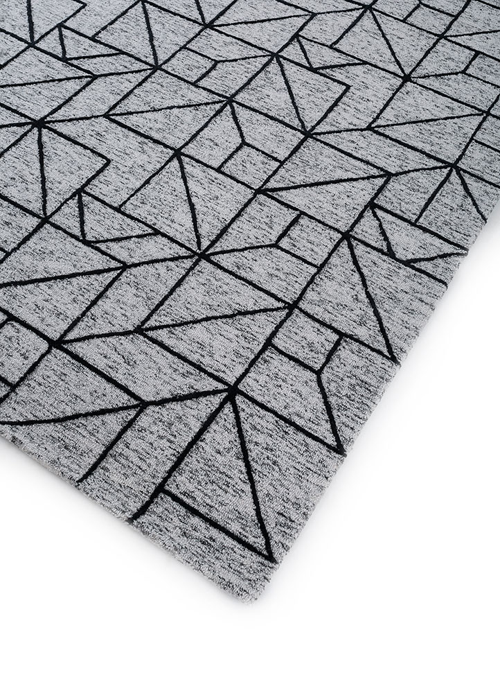contour grey and black wool and viscose hand tufted Rug - FloorShot